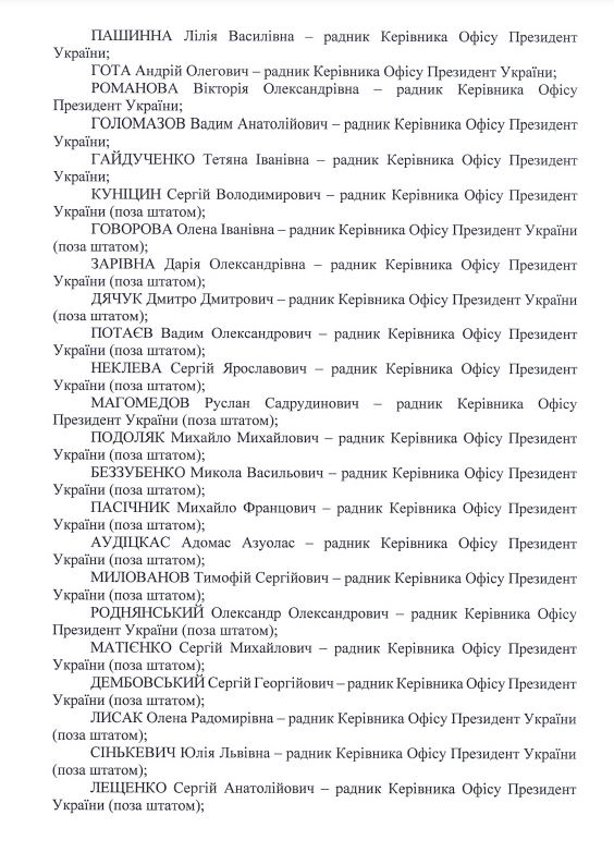 Арестовича немає у переліку радників керівництва Офісу президента