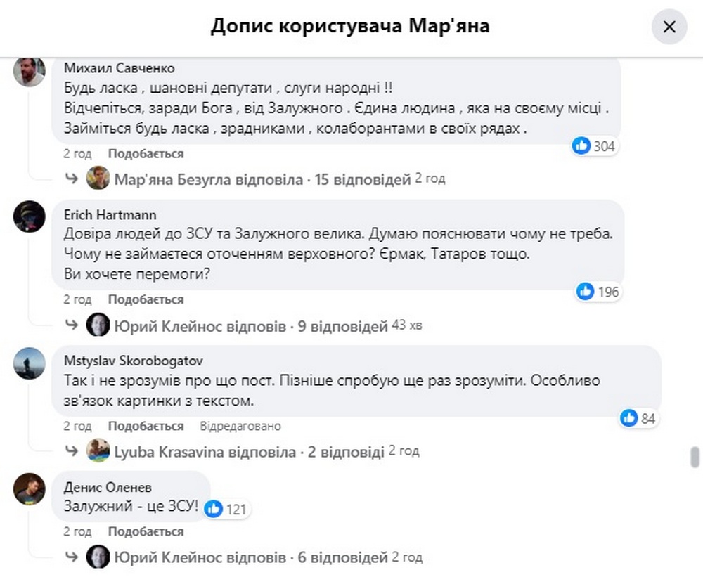 Мар'яна Безугла, Валерій Залужний