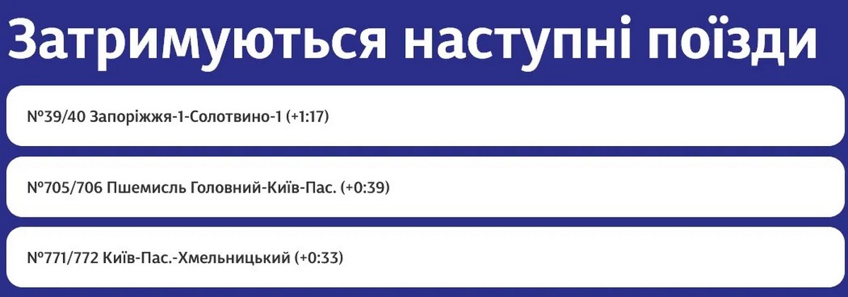 Укрзалізниця попередила про затримку поїздів на популярних маршрутах 29 липня ввечері