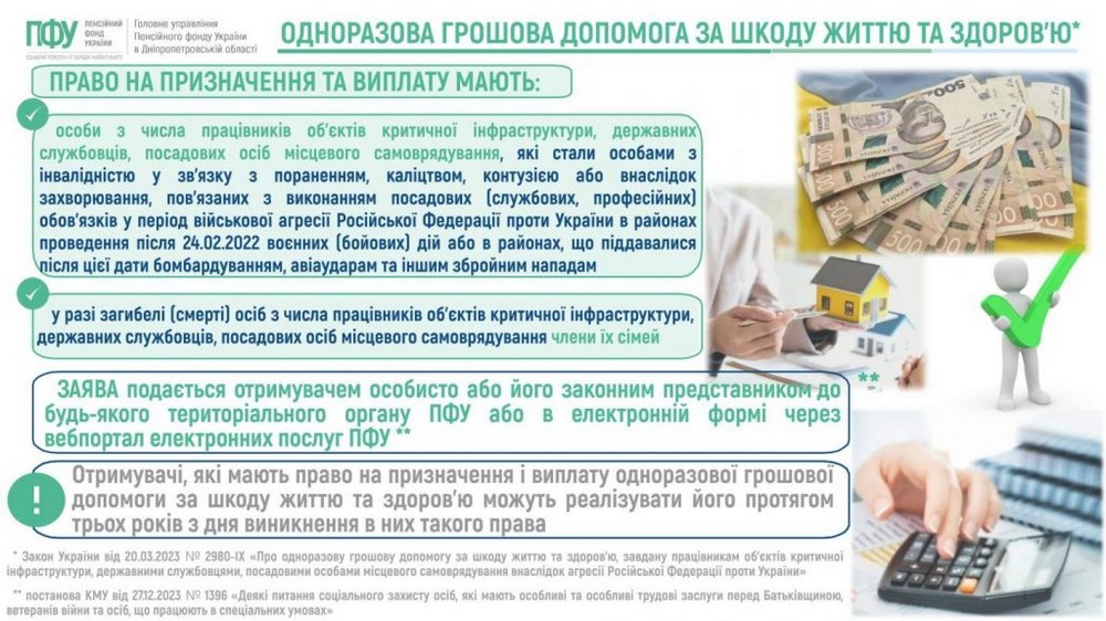 Одноразова грошова допомога за шкоду життю та здоров’ю: хто має право, у яких розмірах, як отримати
