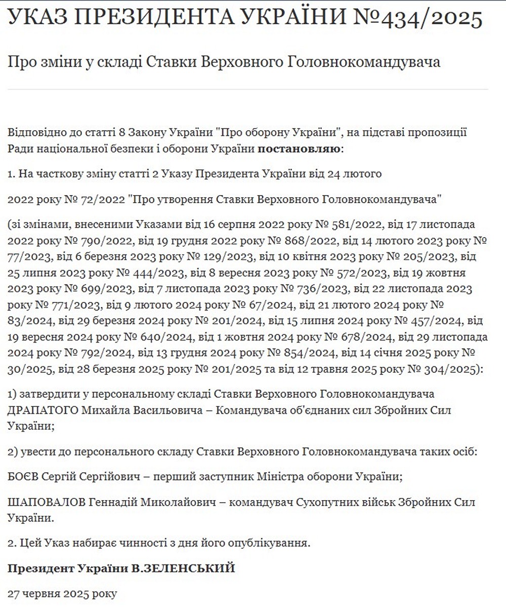 Зеленський розширив склад Ставки Верховного Головнокомандувача