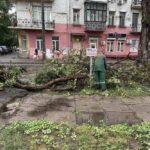 Потужний ураган у Києві – впав будівельний кран, негода повалила дерева (відео)