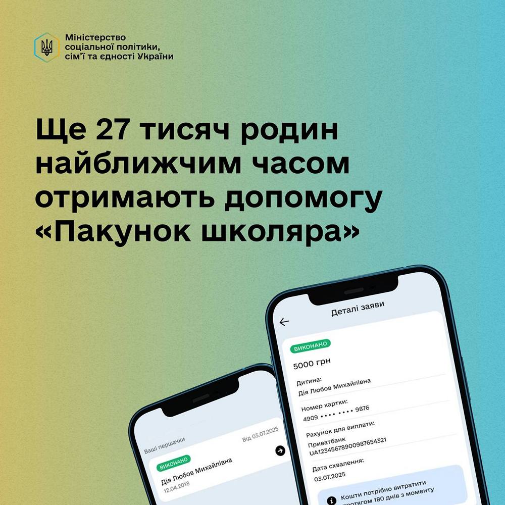 Грошова допомога «Пакунок школяра» - розпочинається нова хвиля виплат 