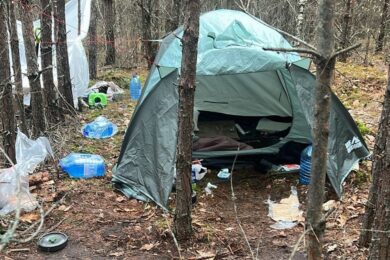 Поліцейський з Києва, який вкрав 13 млн, переховувався у лісі, де облаштував собі тимчасове житло (фото, відео)