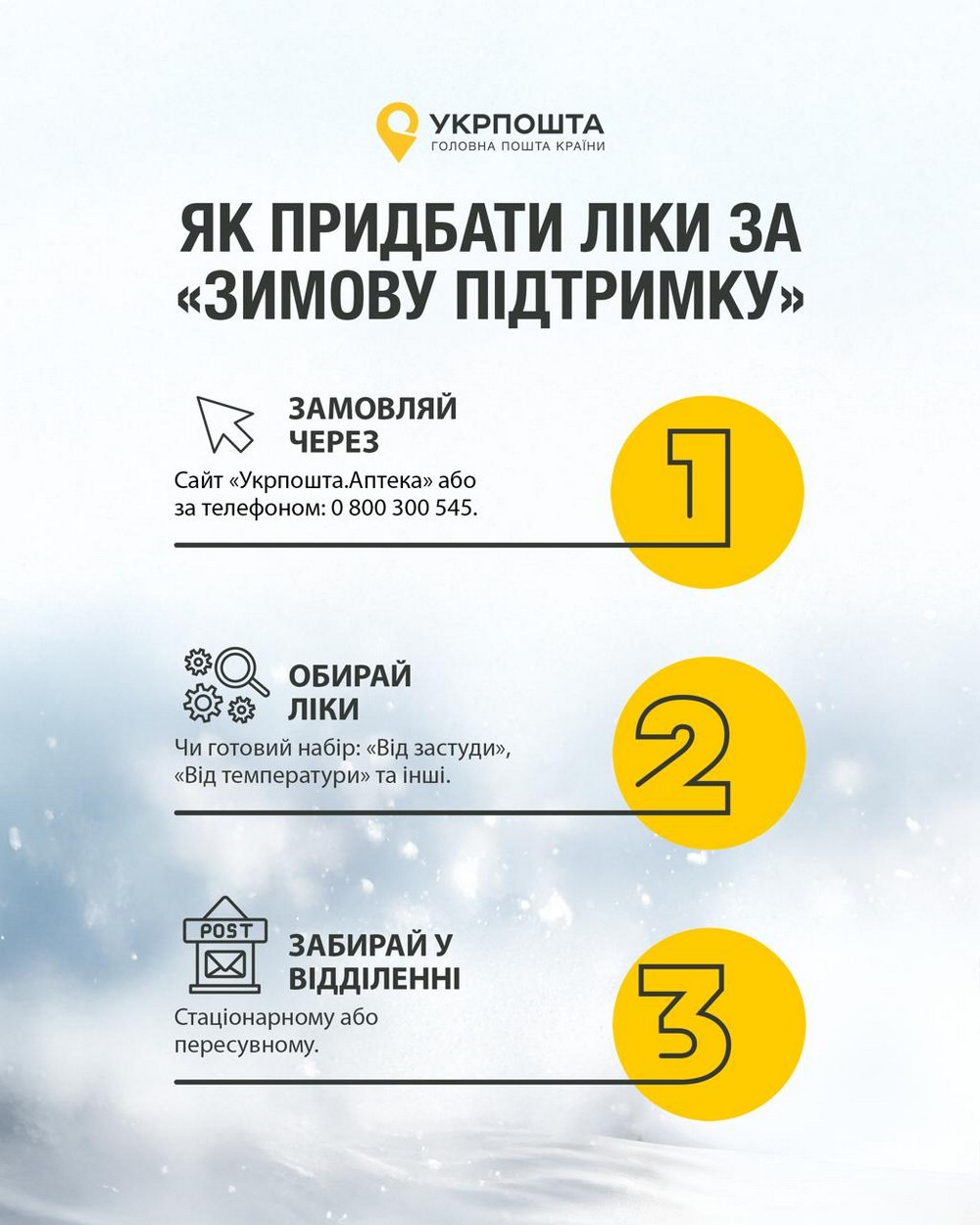 Від сьогодні можна замовити ліки через Укрпошту і оплатити 1000 грн «Зимової підтримки»