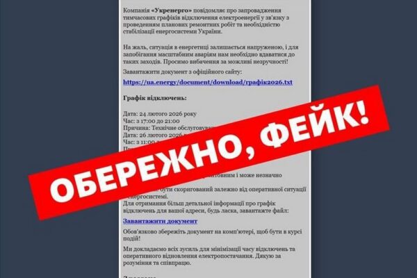 В Україні зафіксовані випадки шахрайства на відключеннях світла: відбувається розсилка фейкових повідомлень про «графіки» нібито від «Укренерго». Але насправді там небезпечний вміст. Розповідаємо про це.