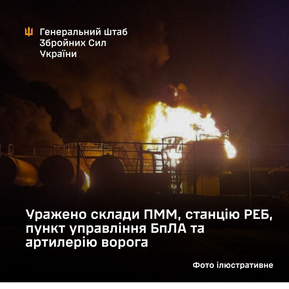 Уражено склади ПММ, станцію РЕБ, пункт управління БпЛА та артилерію ворога на ТОТ Запоріжжя та Донеччини