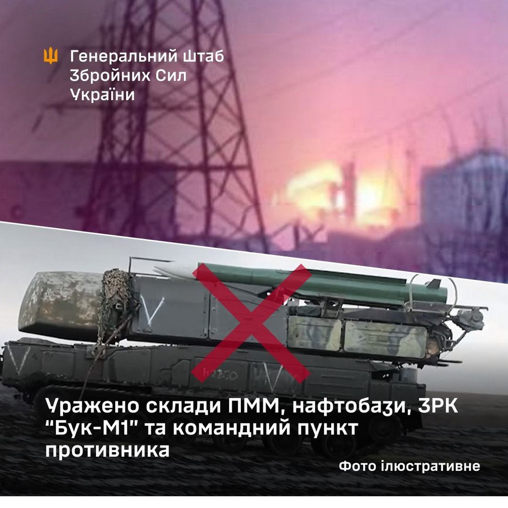 Офіційно! Уражено склади ПММ, нафтобази, ЗРК “Бук-М1” та командний пункт противника