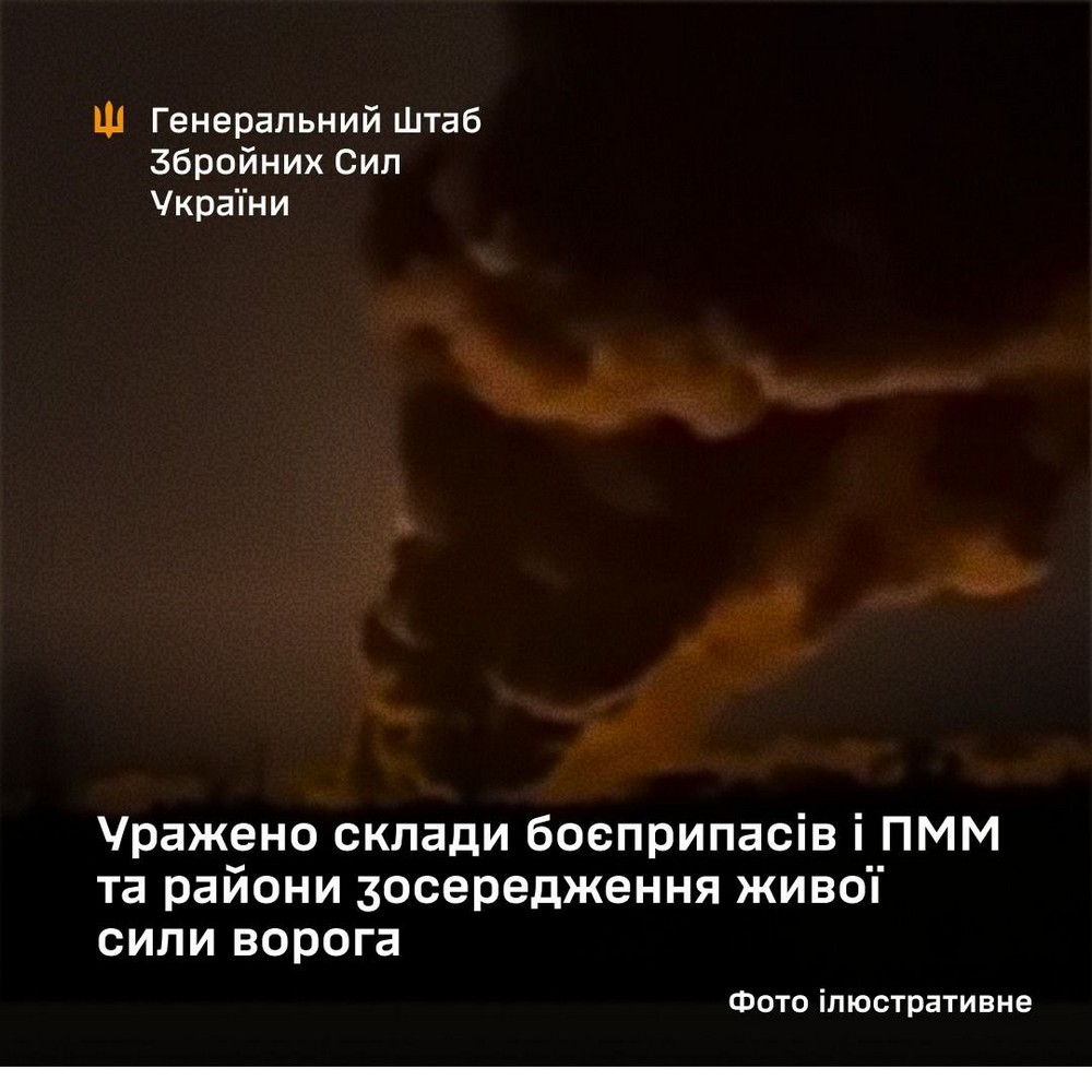 Уражено склади боєприпасів і ПММ та райони зосередження живої сили ворога на ТОТ Херсонщини, Донеччини і в Криму