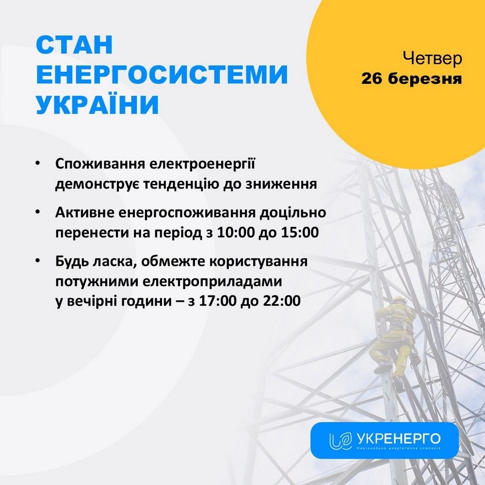 Нові знеструмлення у чотирьох областях через ворожу атаку – Укренерго Нові знеструмлення у чотирьох областях через ворожу атаку – Укренерго