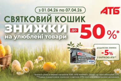 Знижки в АТБ до 50% в рамках акції «Святковий кошик» – тільки до 7 квітня