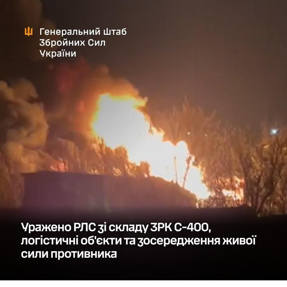Уражено РЛС зі складу ЗРК С-400, логістичні об’єкти та зосередження живої сили противника на ТОТ України та у РФ