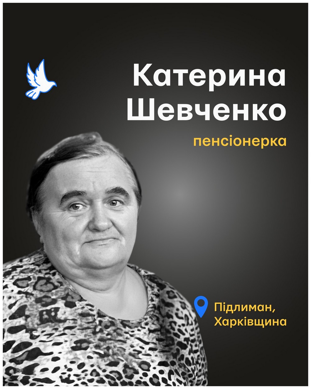 Меморіал: вбиті росією. Катерина Шевченко, 66 років, Харківщина, листопад