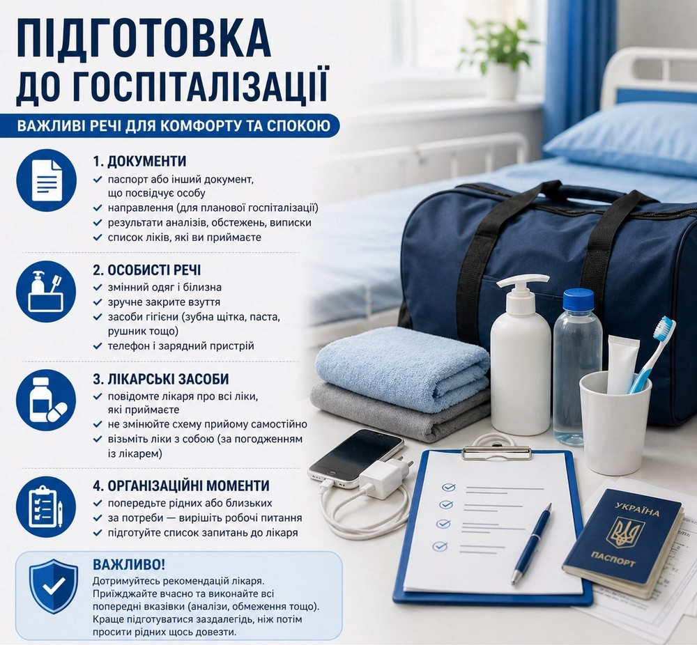 Підготовка до госпіталізації: детальна інформація для пацієнтів, корисні поради від лікарів