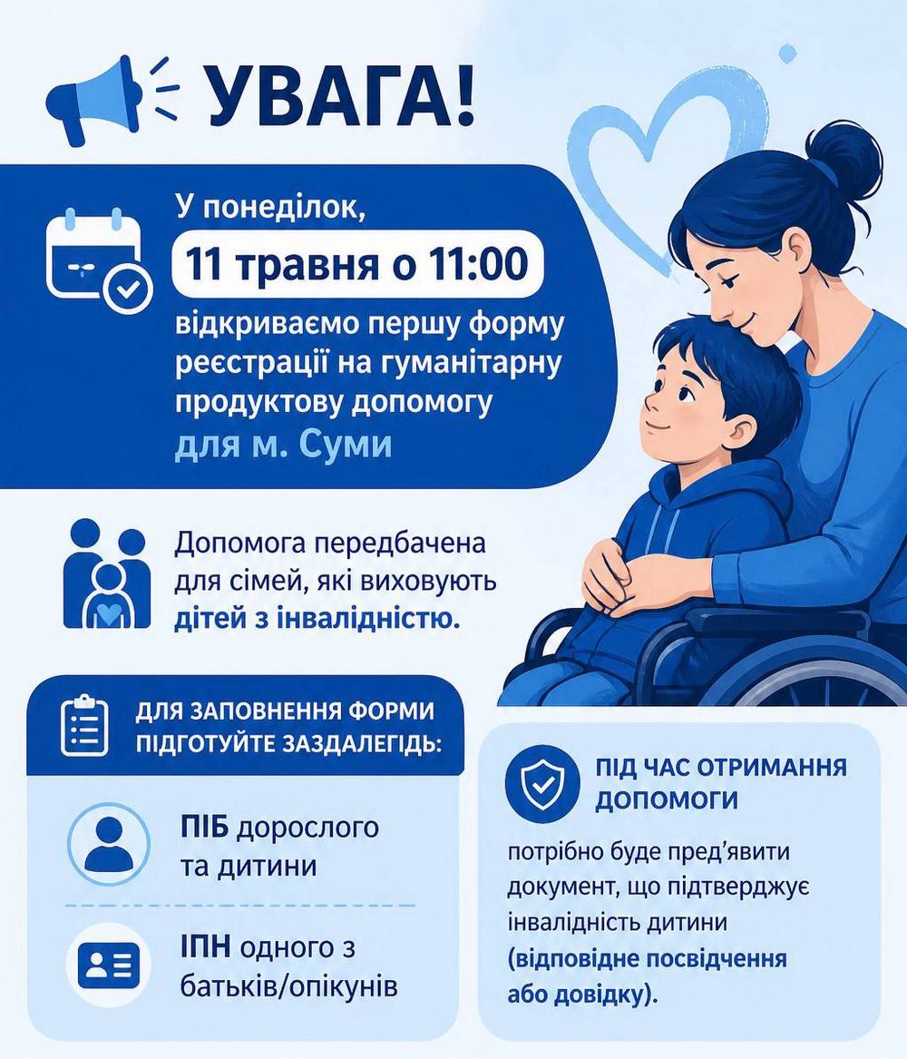 Гуманітарна допомога у Сумах – анонсовано реєстрацію на продуктові набори