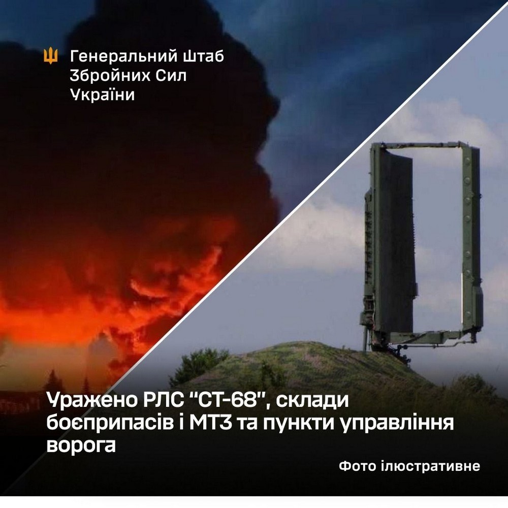 Мінус 18 загарбників одним ударом: уражено РЛС “СТ-68”, склади боєприпасів і МТЗ та пункти управління ворога - Генштаб Мінус 18 загарбників одним ударом: уражено РЛС “СТ-68”, склади боєприпасів і МТЗ та пункти управління ворога - Генштаб