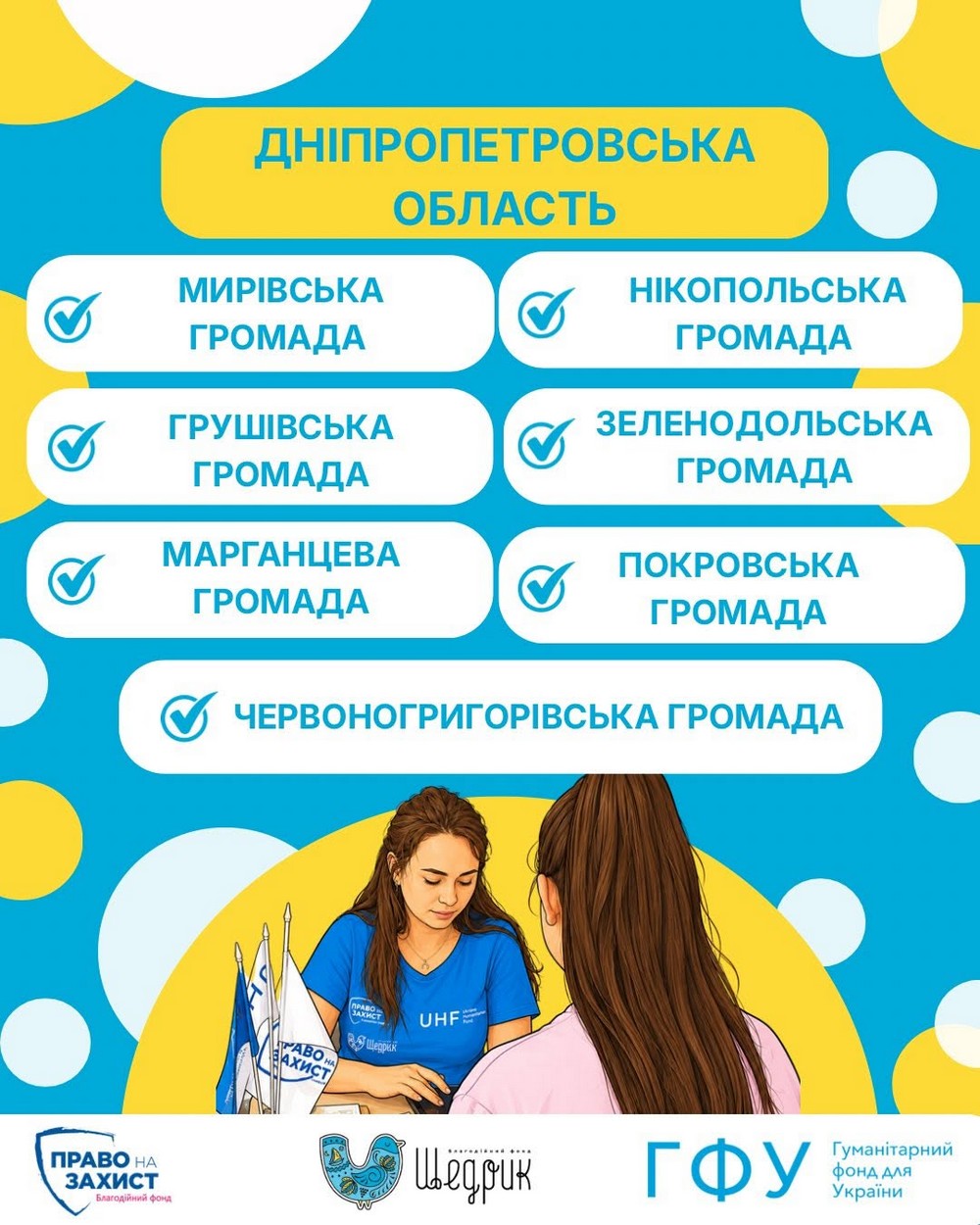 Дніпропетровська область: Зеленодольська, Грушівська, Червоногрівська, Марганцева, Мирівська, Нікопольська, Покровська.