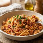 Рецепт дня: бюджетна «Паста з куркою та овочами»