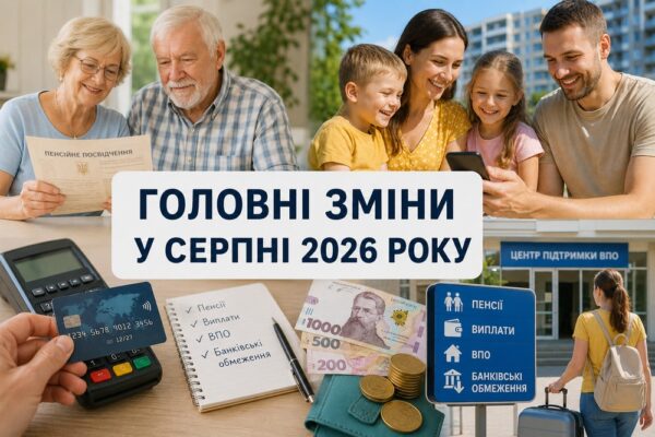 Пенсії, виплати, ВПО, банківські обмеження: головні зміни у серпні 2026 року2c60397660ca