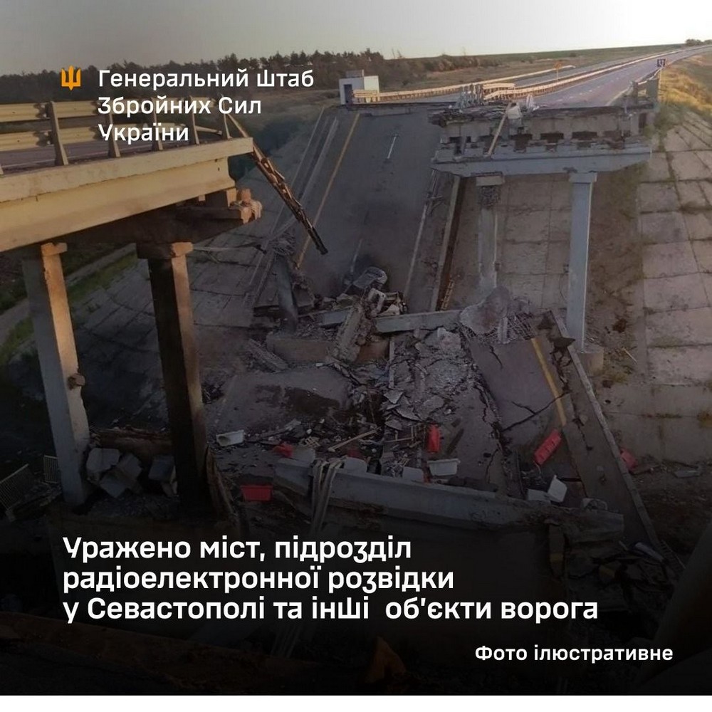 Уражено міст в Криму, підрозділ радіоелектронної розвідки  у Севастополі та інші  об’єкти ворога