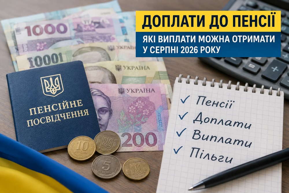 Які доплати до пенсії можна отримати у серпні 2026 року: повний перелік надбавок і виплат