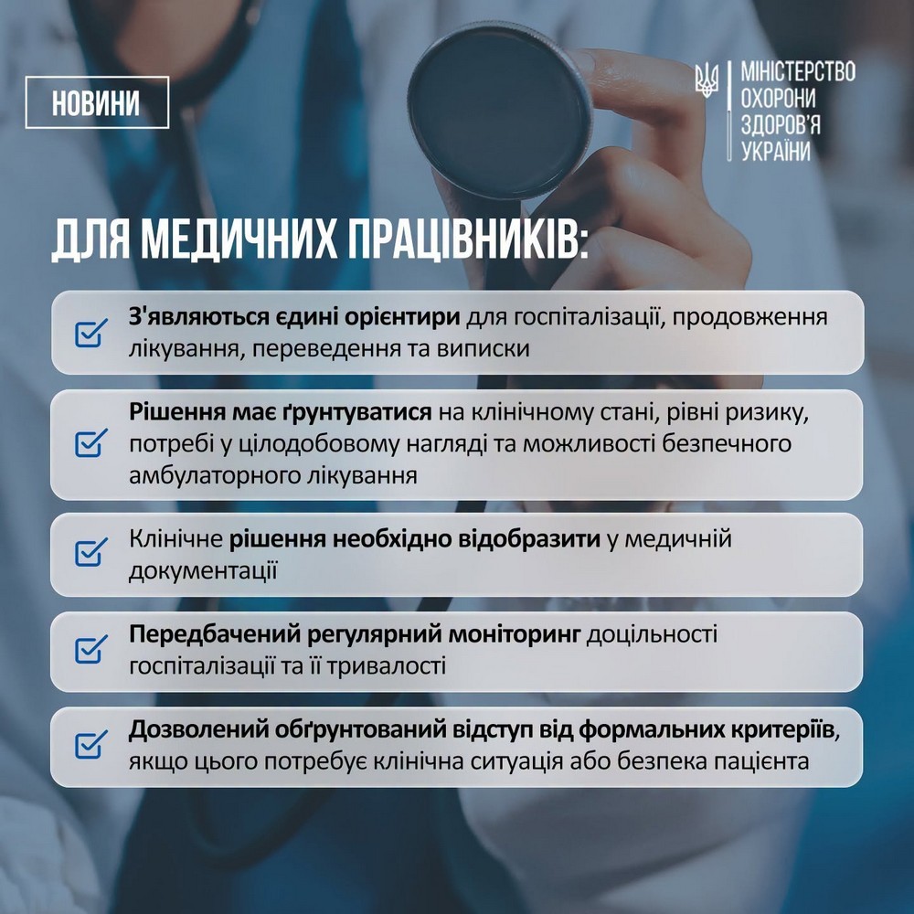 В Україні тепер можлива госпіталізація за соціальними показаннями: затверджено новий стандарт