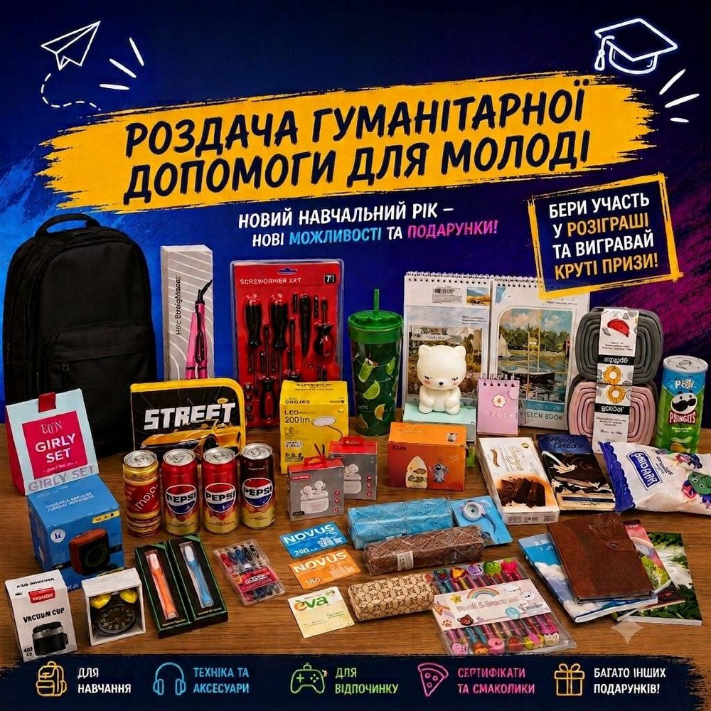 Гуманітарна допомога для молоді у Києві з розіграшом призів: коли і де