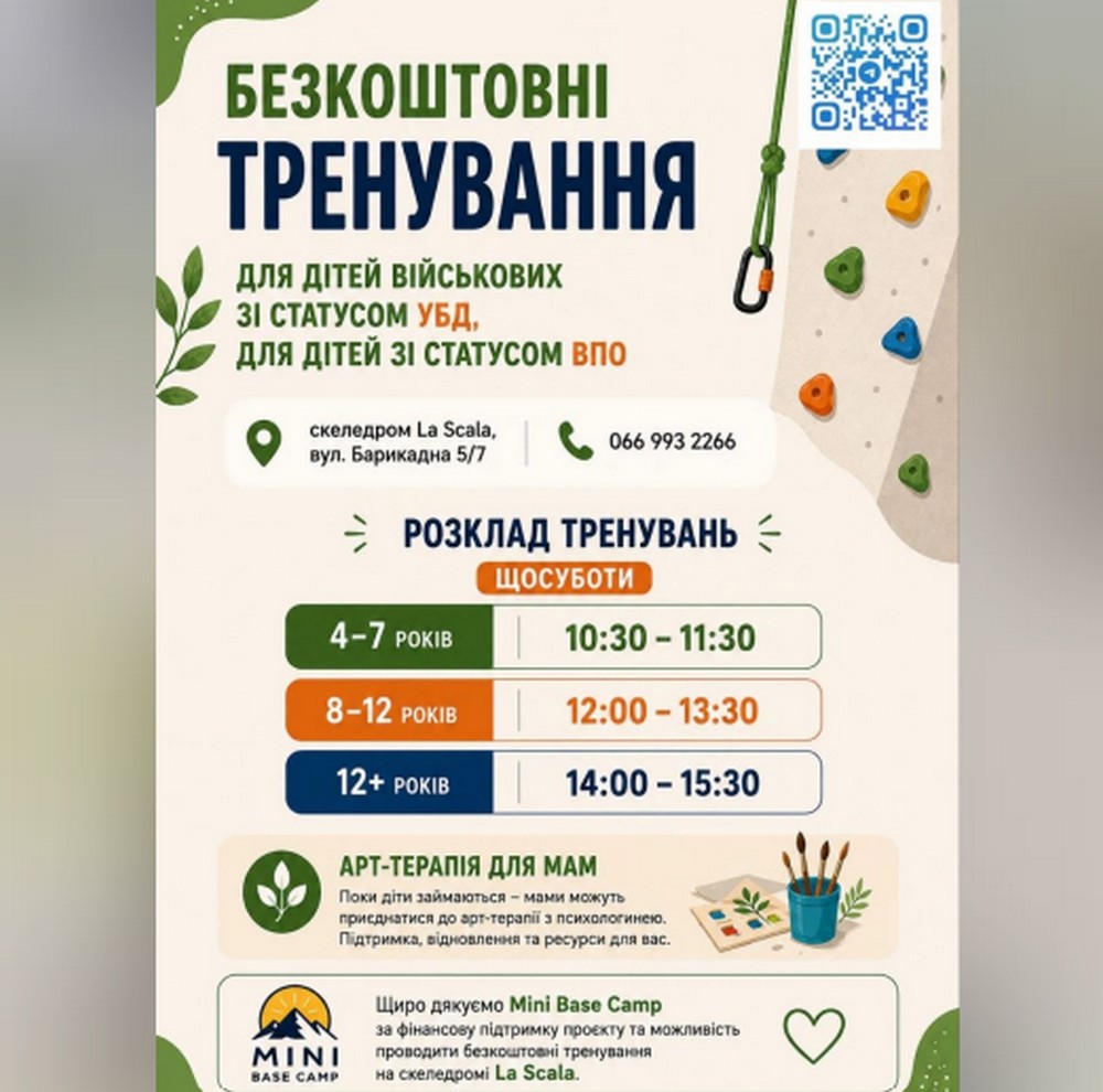 Безкоштовні тренування для дітей у Дніпрі і арт-терапія для мам: подробиці