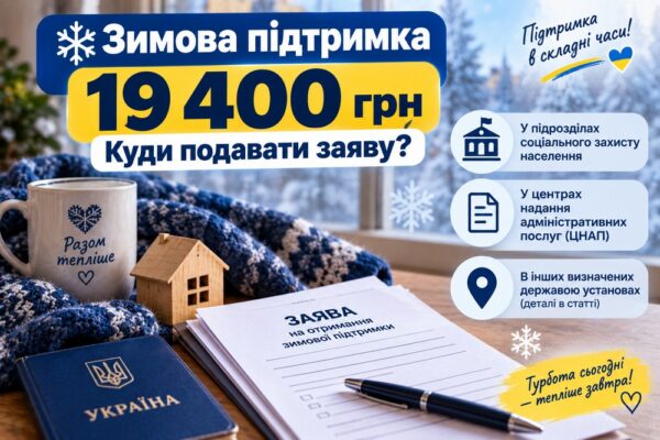 Зимова підтримка 19 400 грн: куди подавати заяву - до Пенсійного фонду чи до територіальної громади