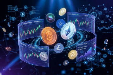modern cryptocurrency trading concept with