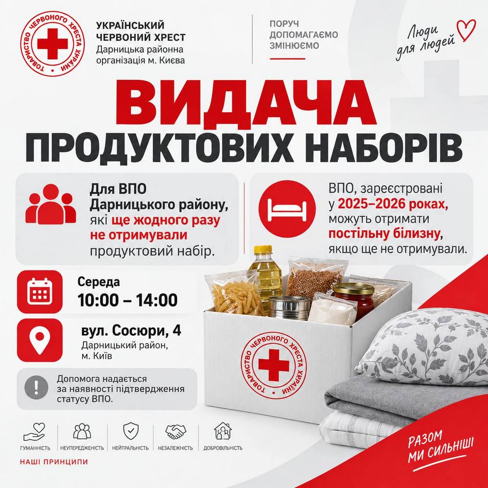 Гуманітарна допомога у Києві від Червоного Хреста – відкрито реєстрацію на продуктові набори та постільну білизну